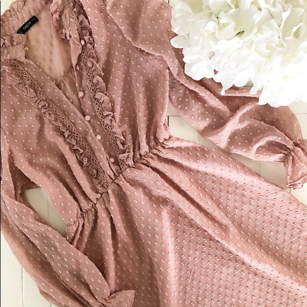 Blush pink midi dress